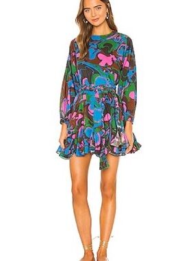 Rhode Ella Multicolor Floral Long-Sleeve Mini Dress